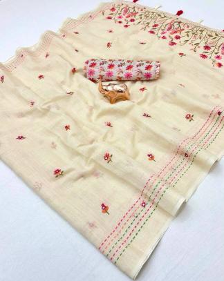 Vastrangan kalamkari linen plain saree wholesale